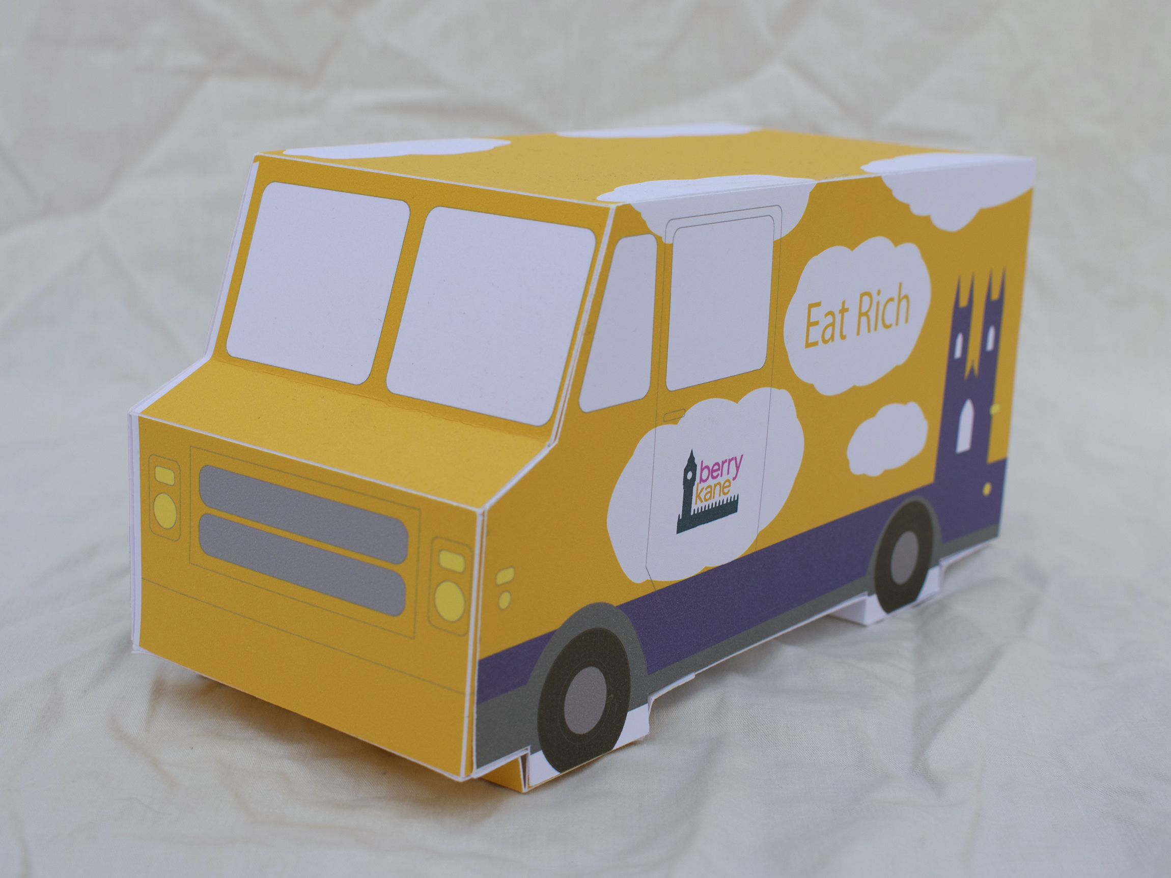 The Berry Kane truck model is turned at an angle to display dimension