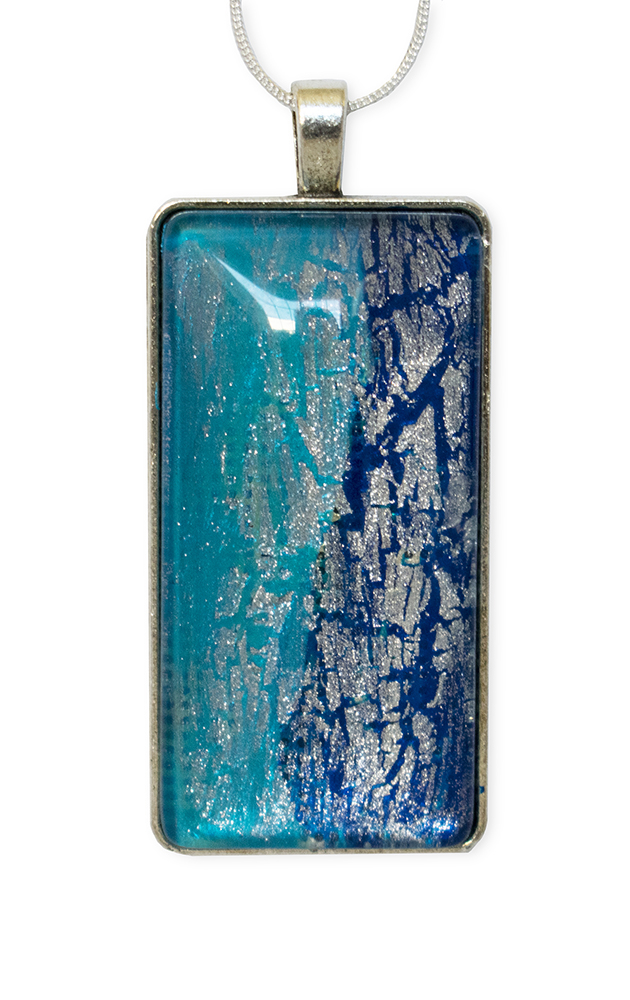 A blue rectangle necklace