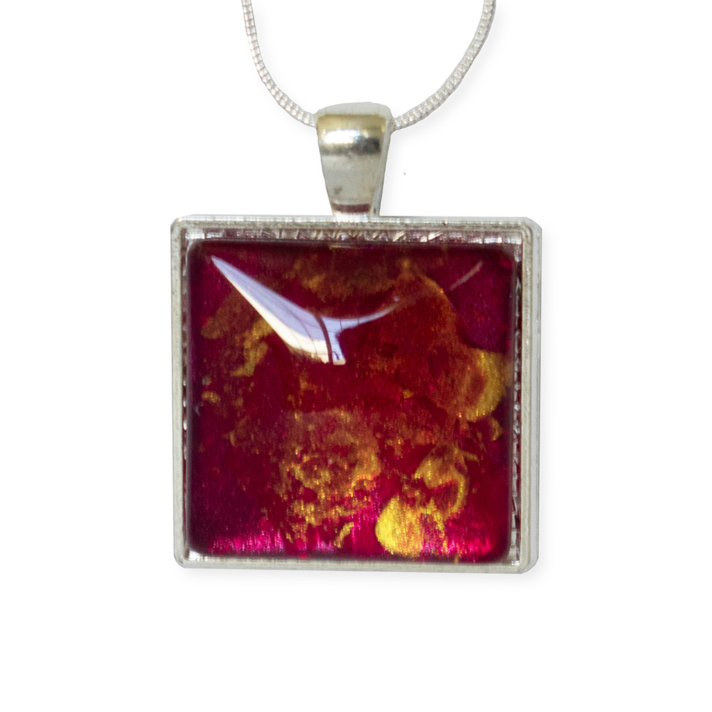 A red square necklace