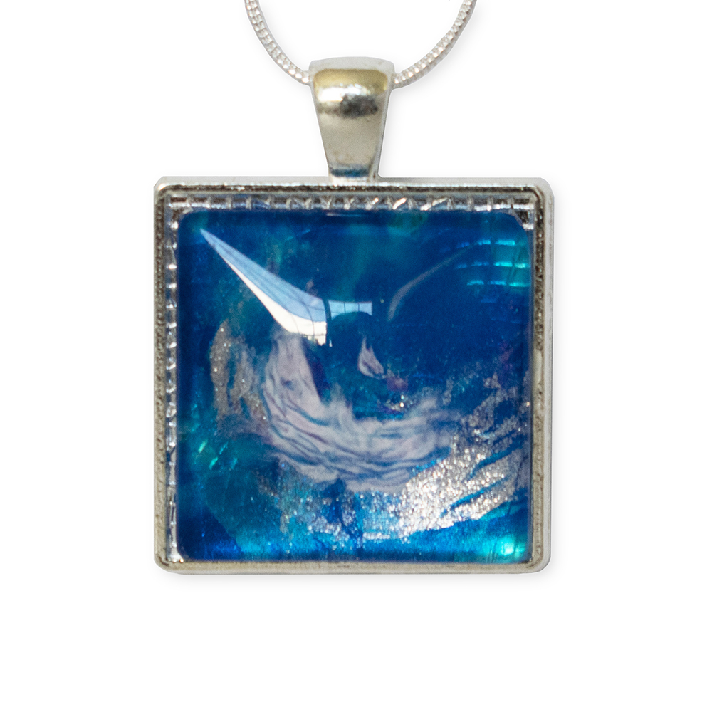 A blue square necklace