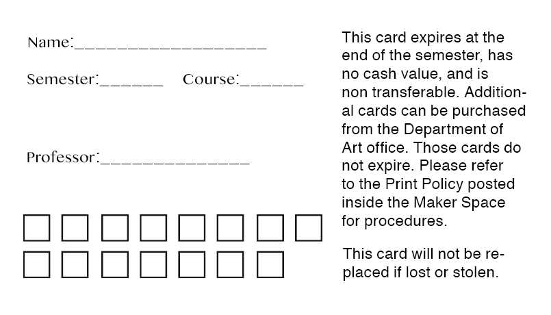 my Print Card project - Info