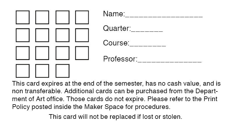 my Print Card project - Info