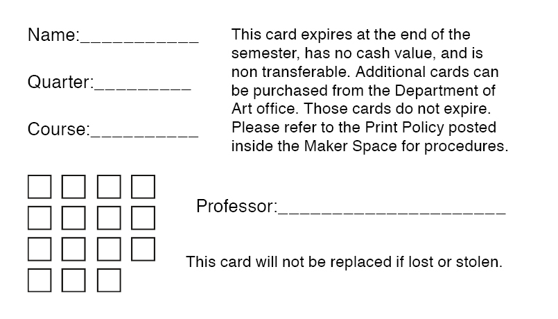 my Print Card project - Info