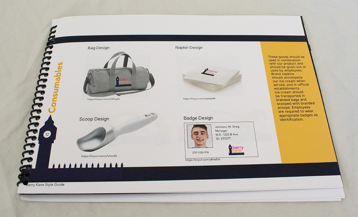 a page of the style guide instructing color and logo use